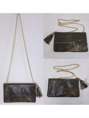 Bags By Pinky Vintage Snake Embossed Crossbody Leather Bag
